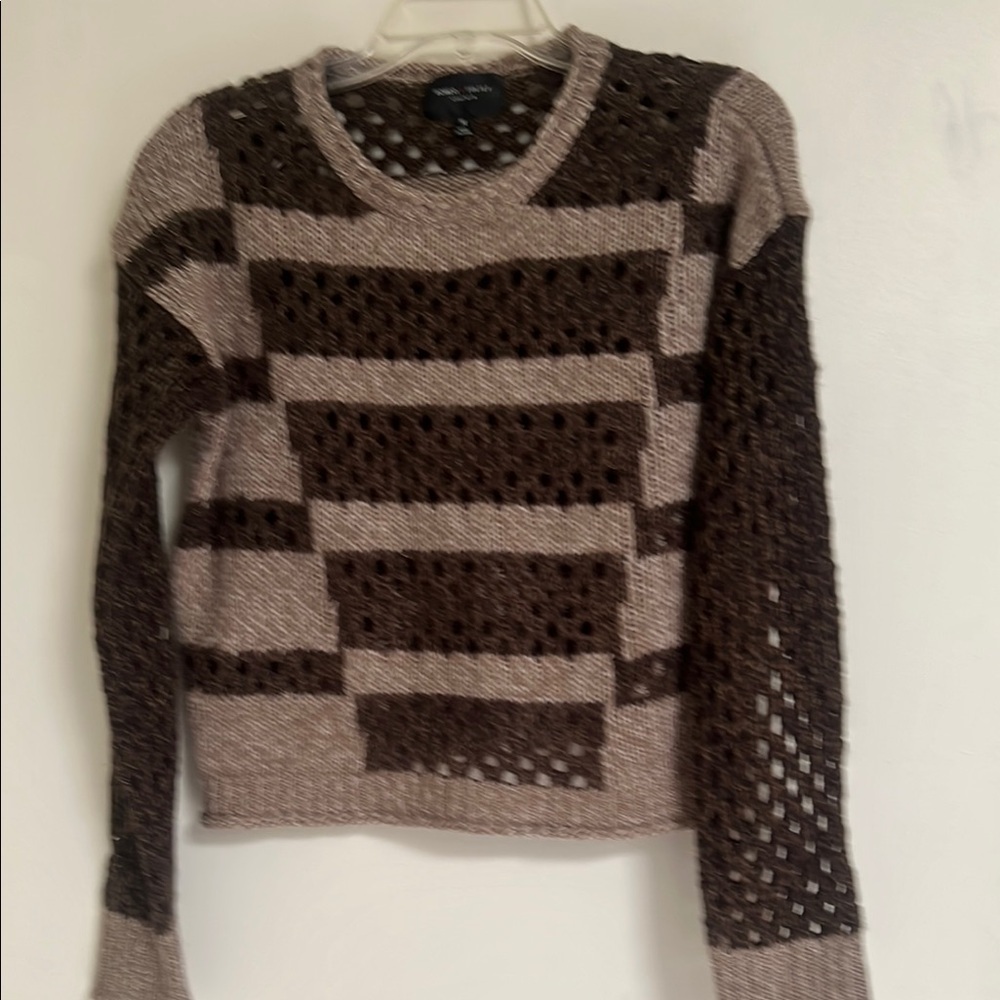 Romeo & Juliette Couture Brown and Tan Striped Sweater M
